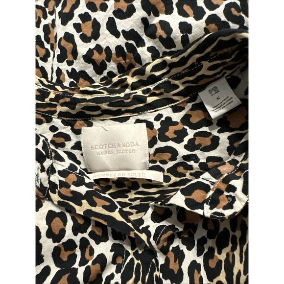 Maison Scotch & Soda Blouse Animal Print Women's Long Sleeve Top Button Sz Small - Picture 6 of 8